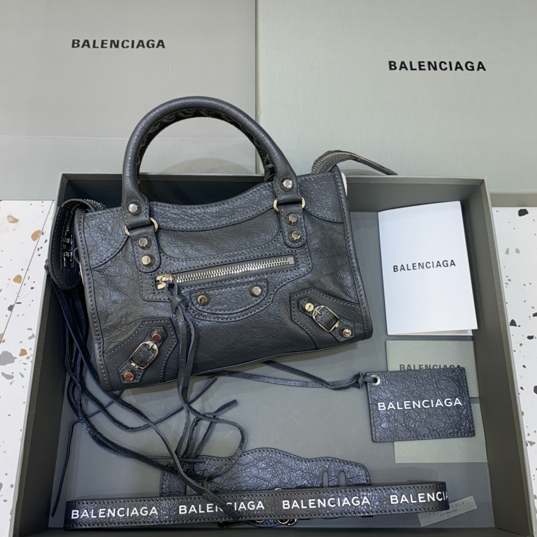 Balenciaga Classic City Mini Handbag Shoulder Bag Dark Gray/Silver